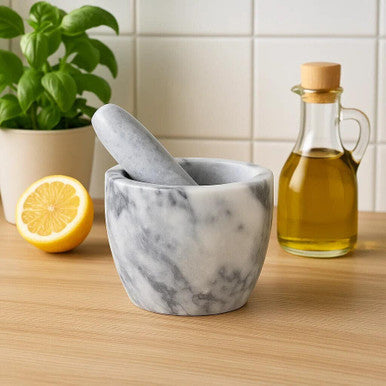 Orsina Salerno Grey Marble Tapered Mortar and Pestle Spice Grinder