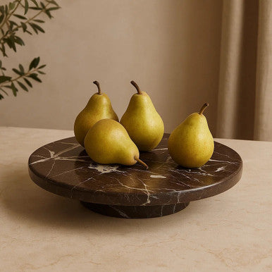 Orsina Salmo Red Marble Lazy Susan – Rotating Stone Serving Tray