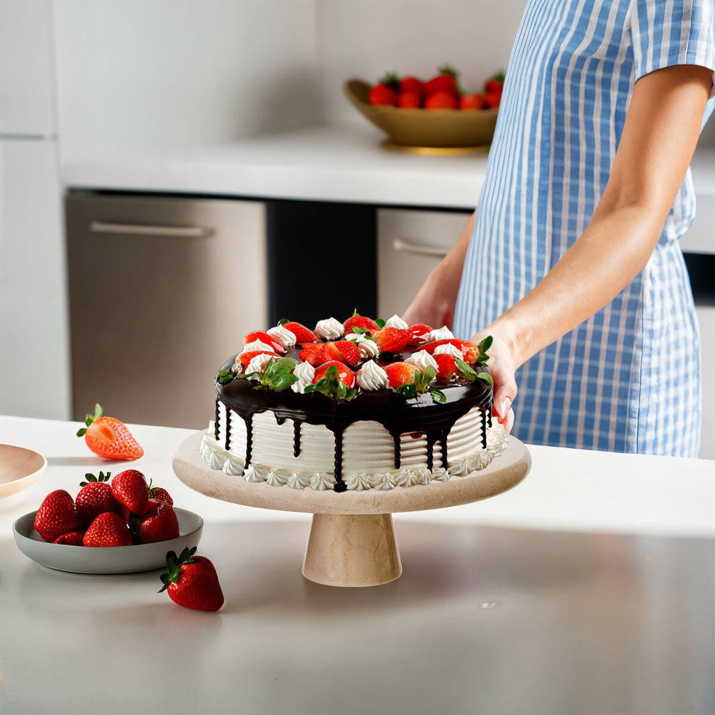 Orsina Himaya Champagne Marble Cake Stand – Polished Pedestal Server
