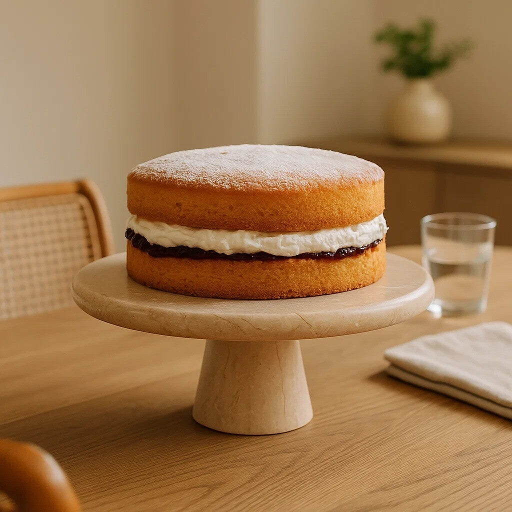 Orsina Himaya Champagne Marble Cake Stand – Polished Pedestal Server