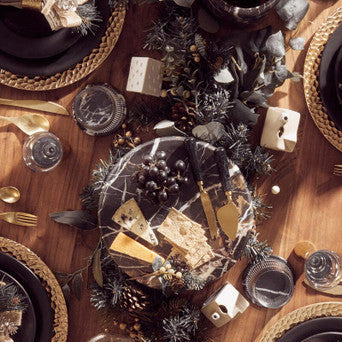 Orsina Marmore Black and Gold Marble Cake Stand – Luxury Dessert Pedestal