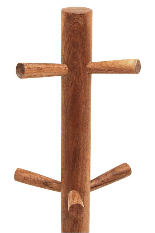 Orsina Acacia Wood and White Marble Mug Tree – Kitchen Counter Organizer