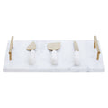 Orsina White Marble Cheese Board and Knife Set with Gold Handles