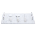 Orsina White Marble Cheese Board and Knife Set with Silver Handles