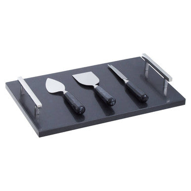 Orsina Marina Black Marble Cheese Board and Knife Set with Handles