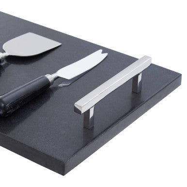 Orsina Marina Black Marble Cheese Board and Knife Set with Handles