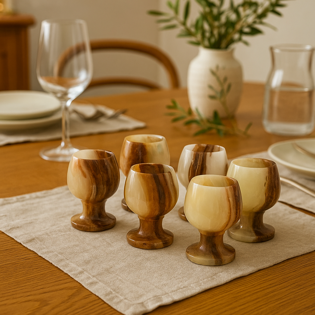 Orsina Onyx Shot & Liqueur Glasses – Handcrafted Stone Set of 6