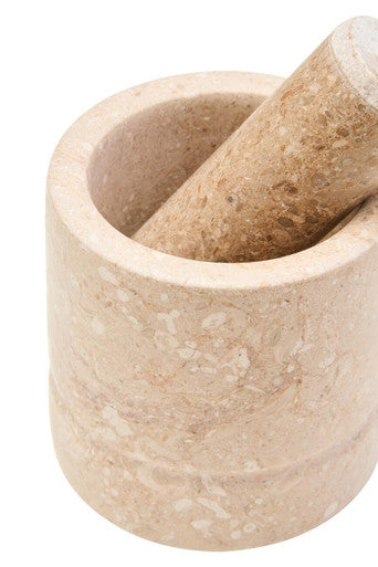 Orsina Marmore Cream Marble Mortar and Pestle – Natural Stone Grinder