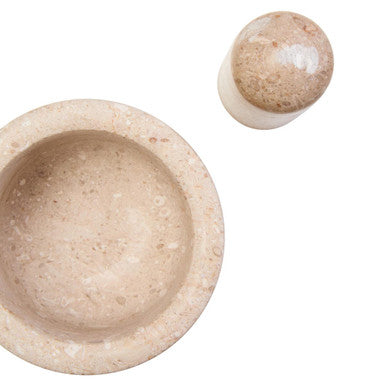 Orsina Marmore Cream Marble Mortar and Pestle – Natural Stone Grinder