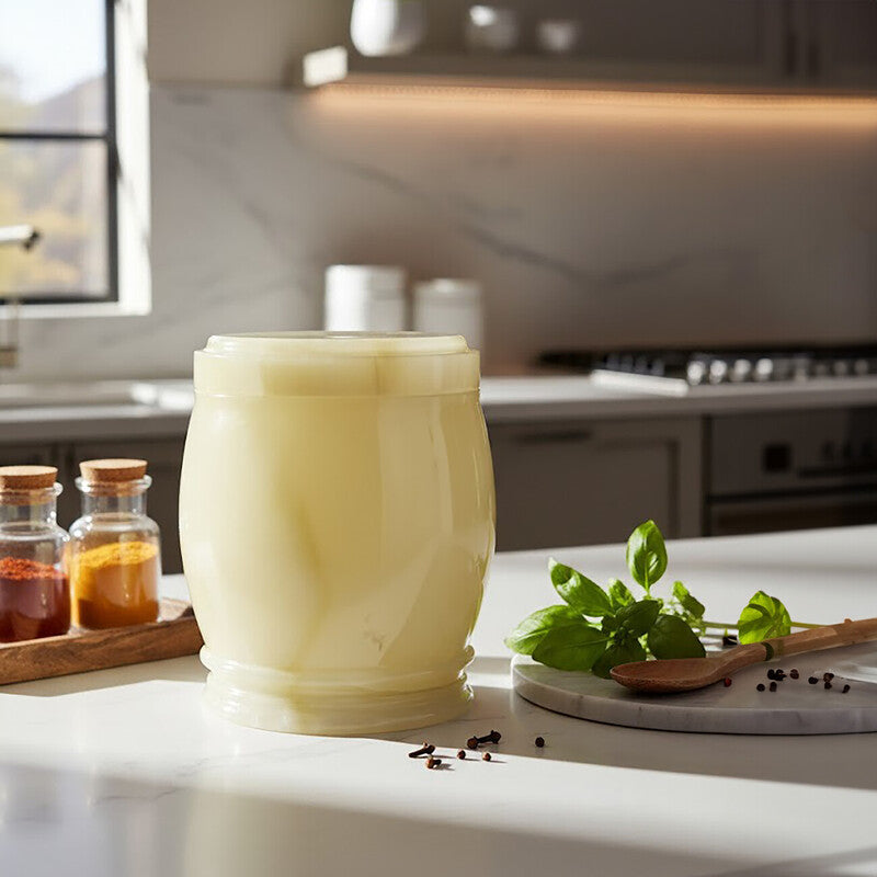 Orsina Marmore Onyx Storage Jar – Handcrafted Natural Stone Canister