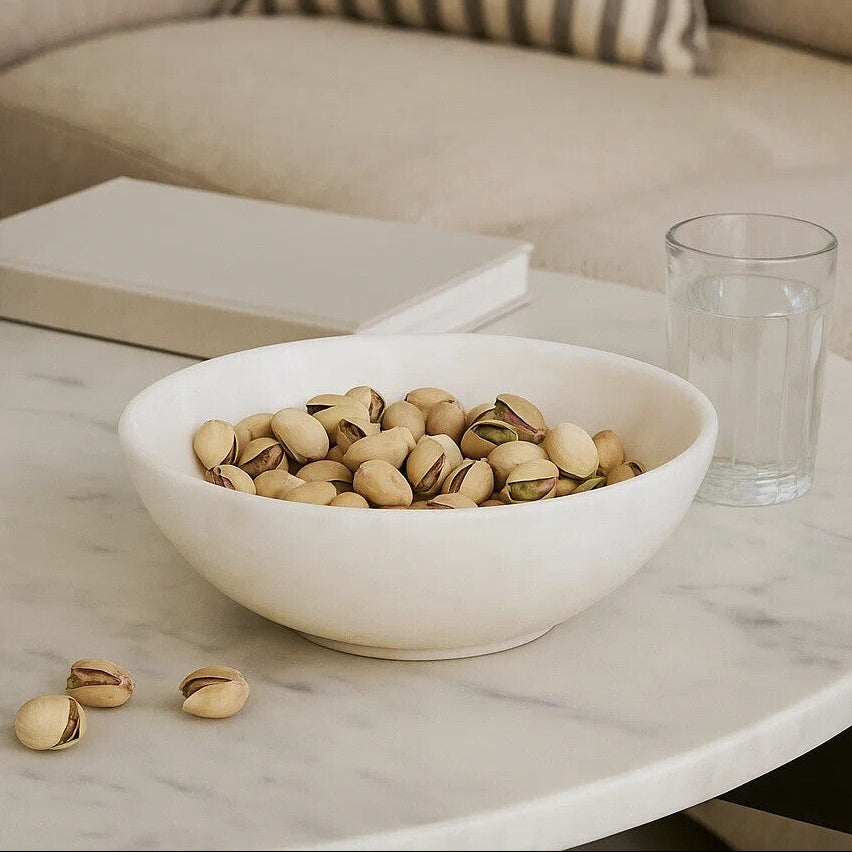 Orsina Marmore White Marble Bowl – Handcrafted Luxury Serveware