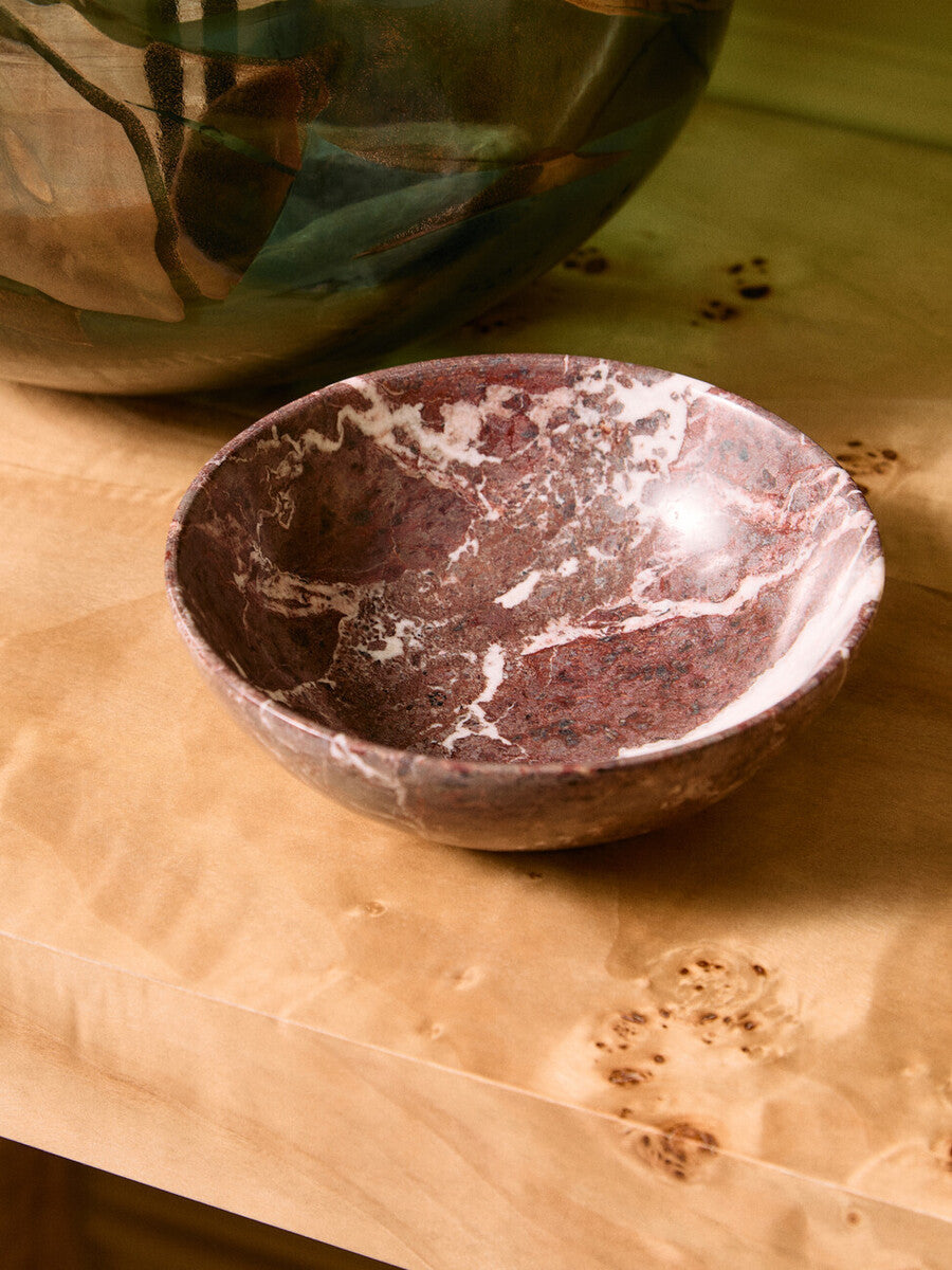 Orsina Marmore Red and White Marble Bowl – Polished Serving Centerpiece