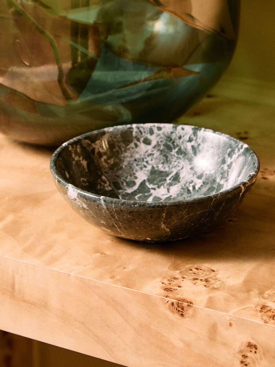 Orsina Marmore Black and White Marble Bowl – Handcrafted Stone Decor