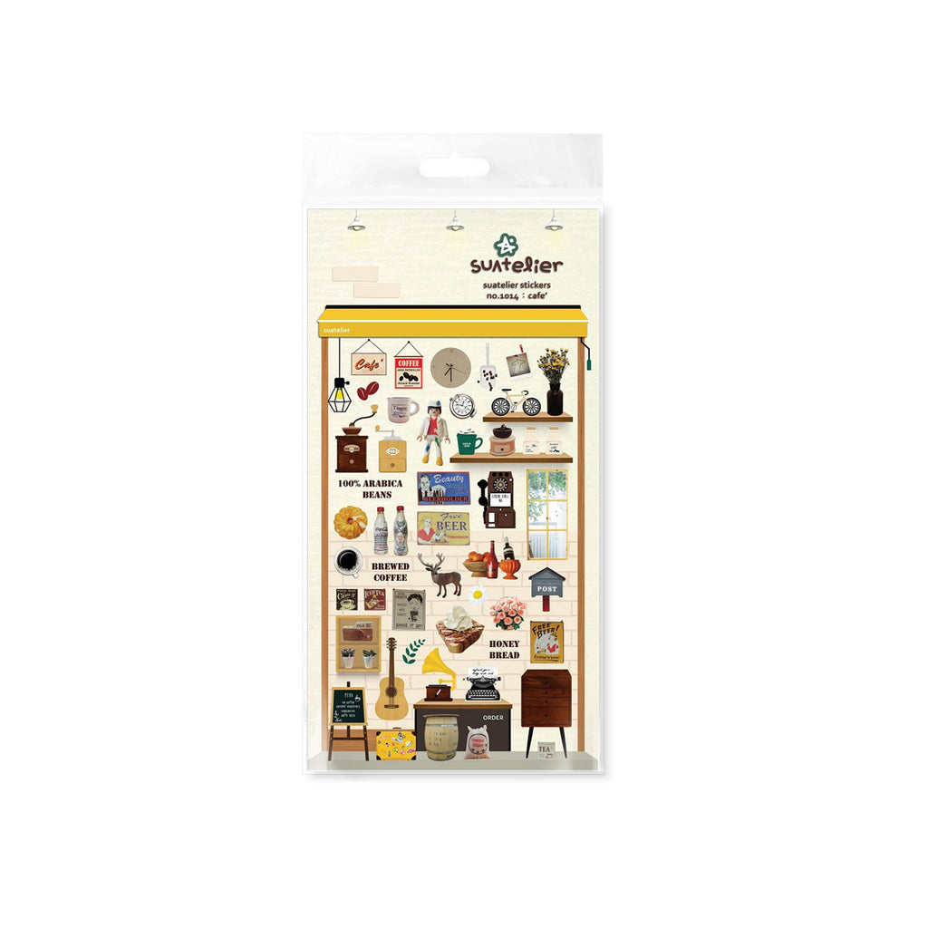 Suatelier Cafe Decorative Sticker Sheet for Journaling and Scrapbooking