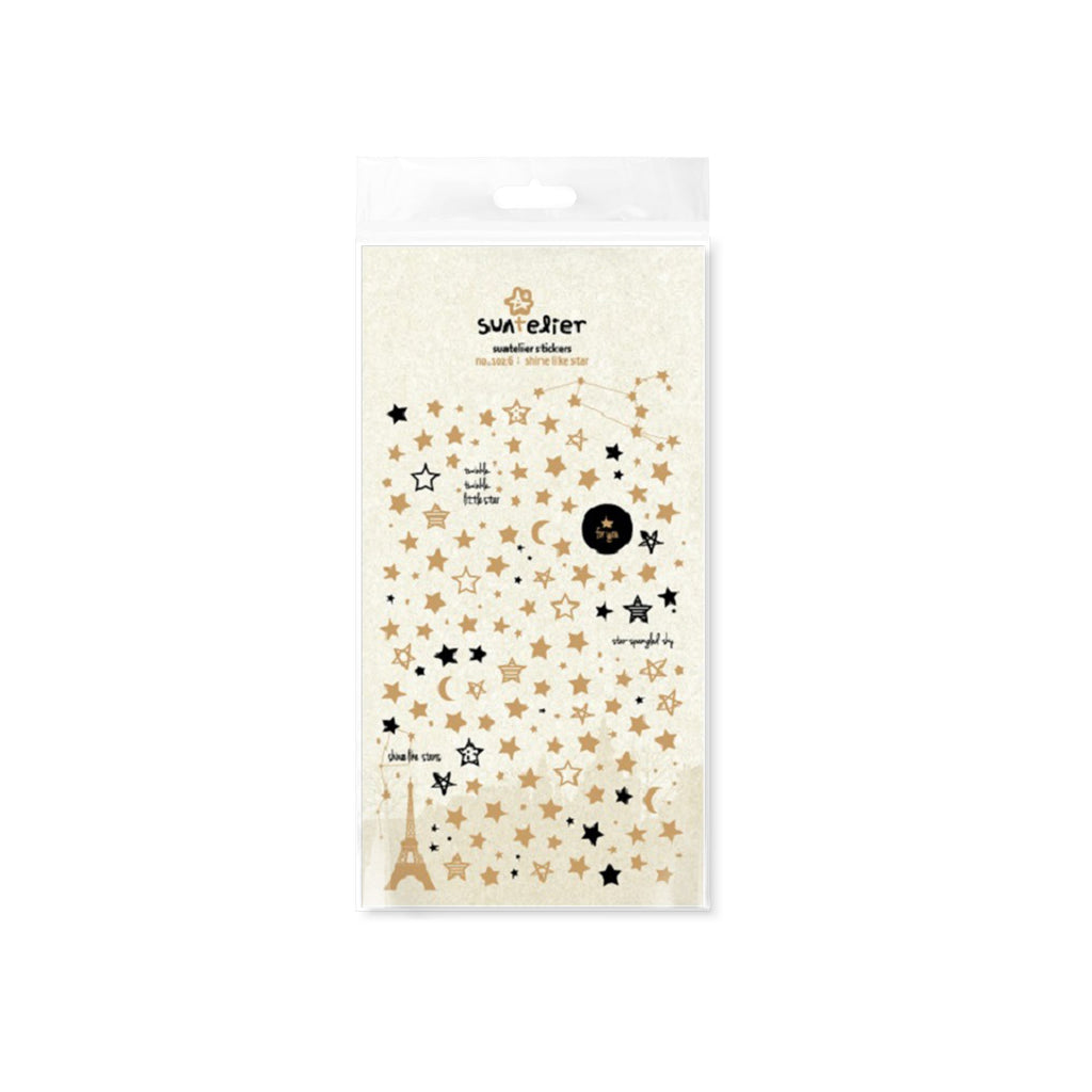 Suatelier Shine Like Star Decorative Stickers - 1 Sheet Journaling Set