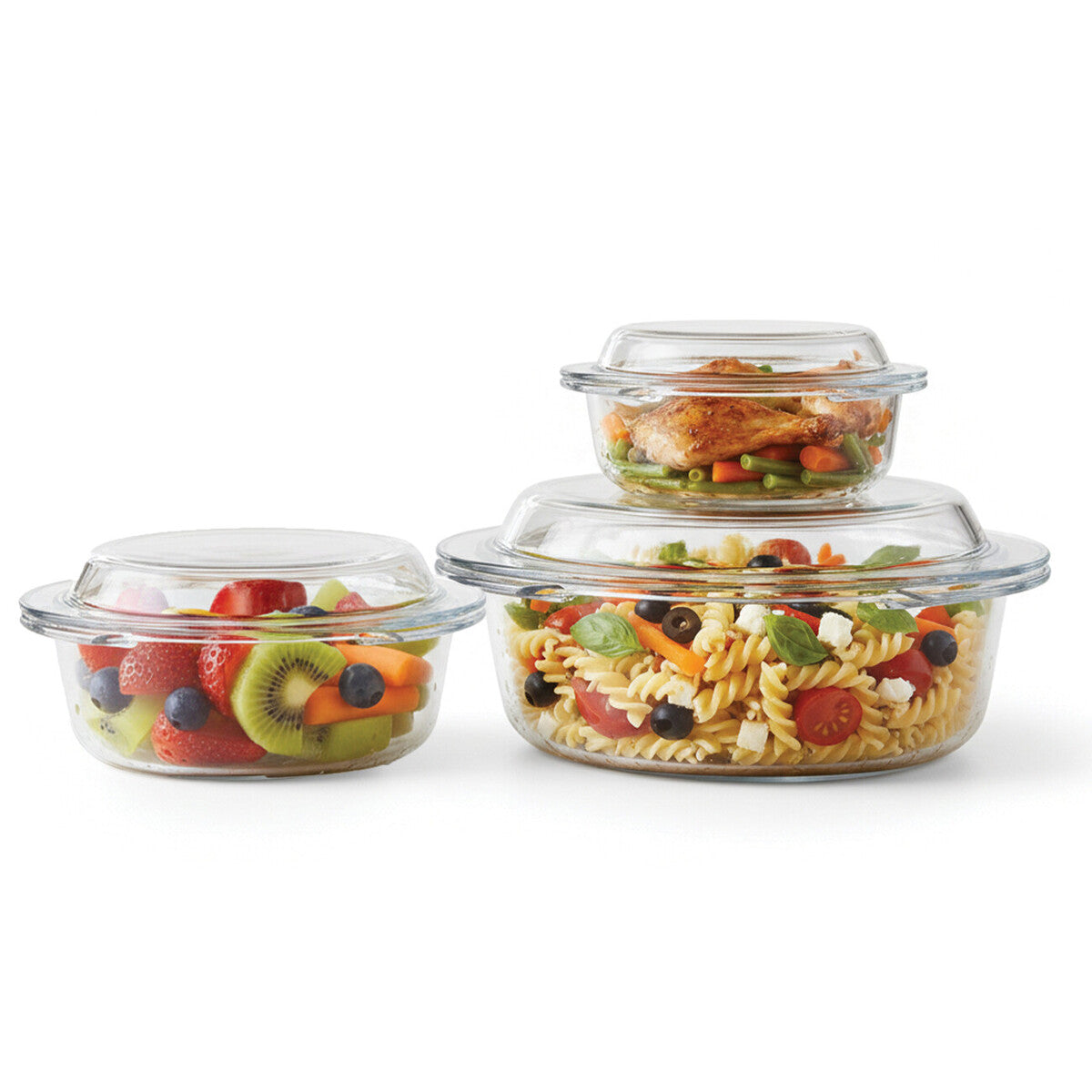 Orsina Borosilicate Glass Casserole Dishes with Lids | Set of 3