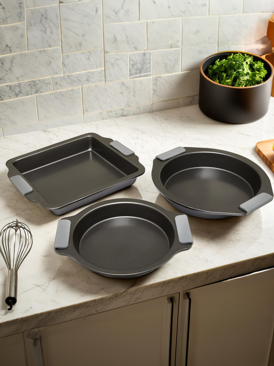 Orsina Non-Stick Baking Dishes – Set of 3 Grey Ovenware with Handles