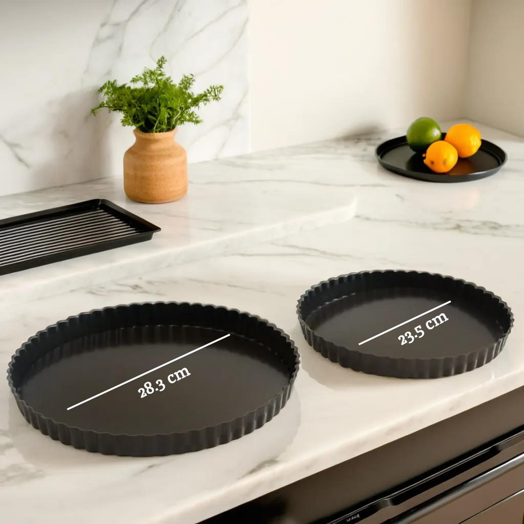 Orsina Set of 2 Fluted Flan Tins – Nonstick Tart Pans with Loose Bases