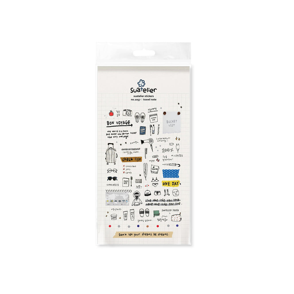 Suatelier Travel Note Decorative Sticker Sheet for Planner and Journal