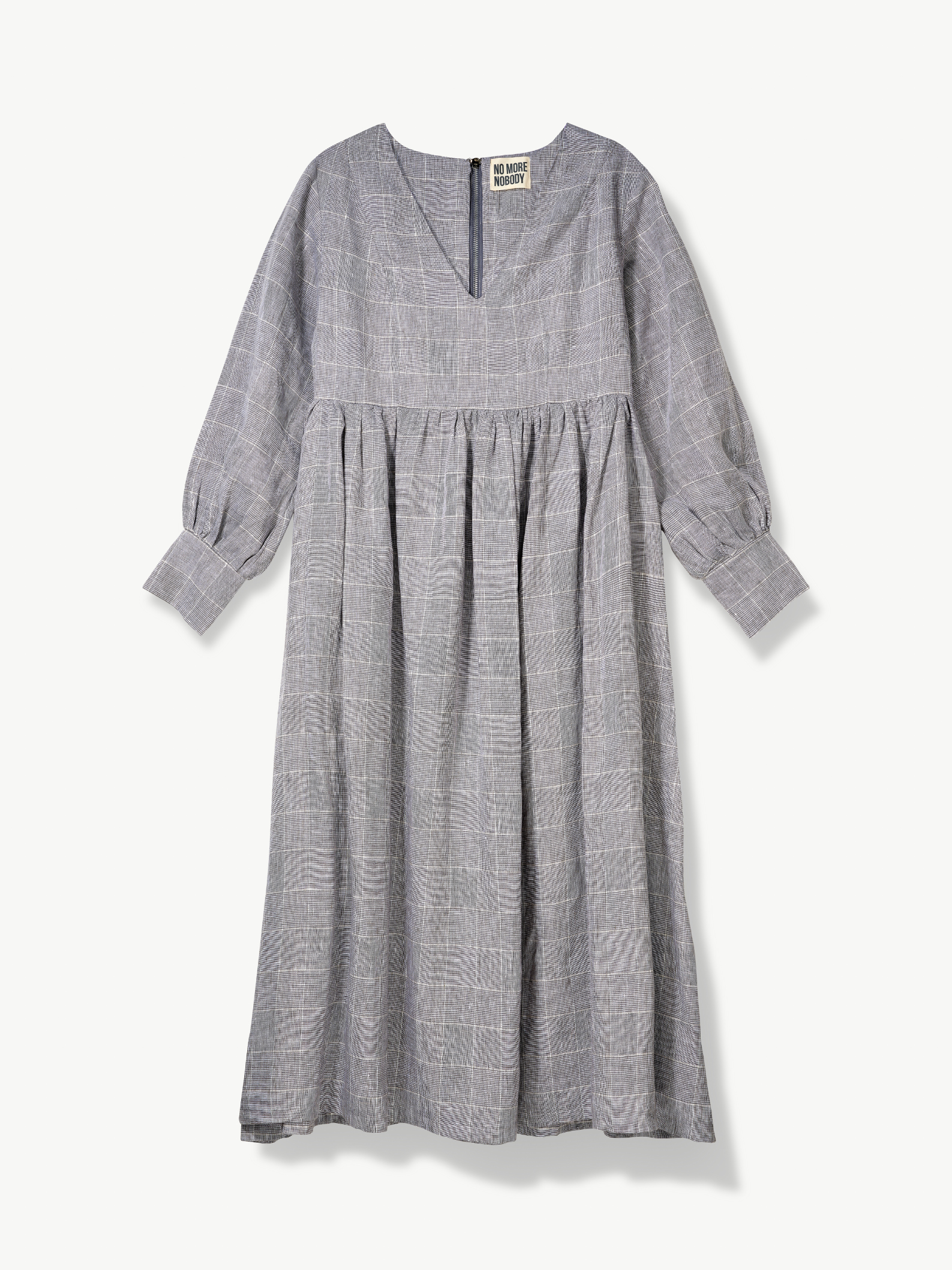 No More Nobody Michelle Maxi Dress – Organic Irish Linen Grey Check