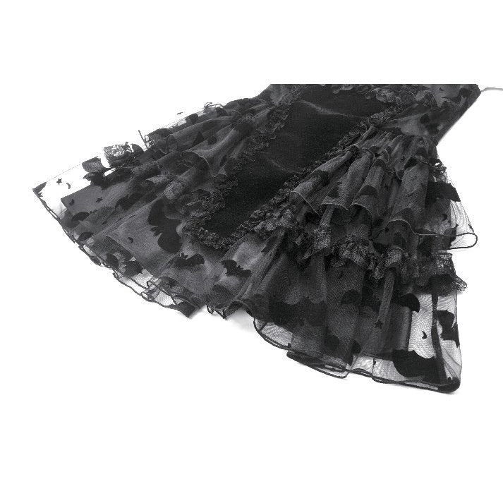 Dark in Love Morwenna Bat Mesh Layered Goth Mini Dress - Black Nylon