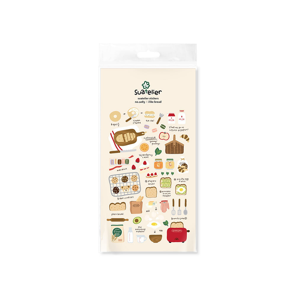 Suatelier I Like Bread Decorative Sticker Sheet for Journaling - 10x19cm