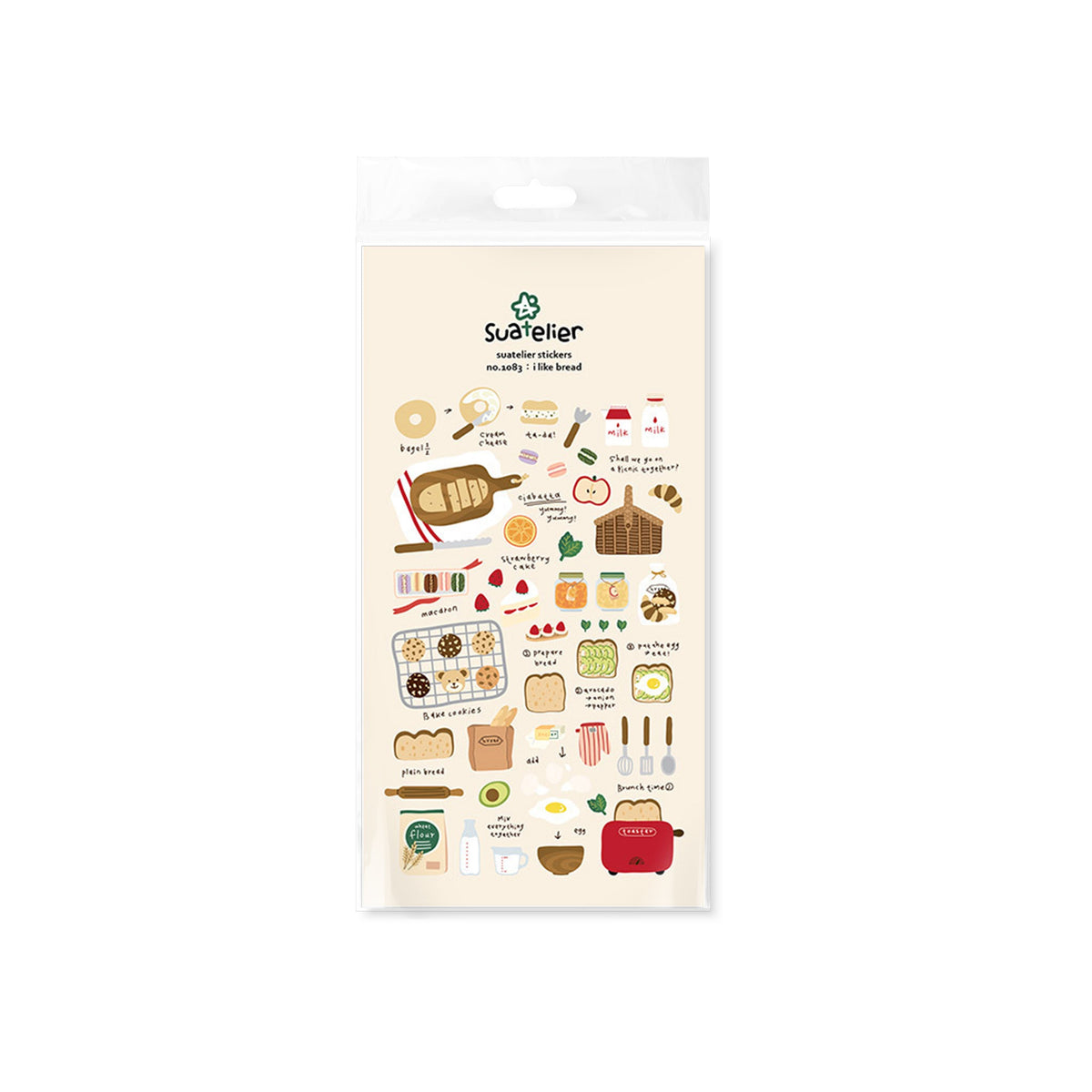 Suatelier I Like Bread Decorative Sticker Sheet for Journaling - 10x19cm