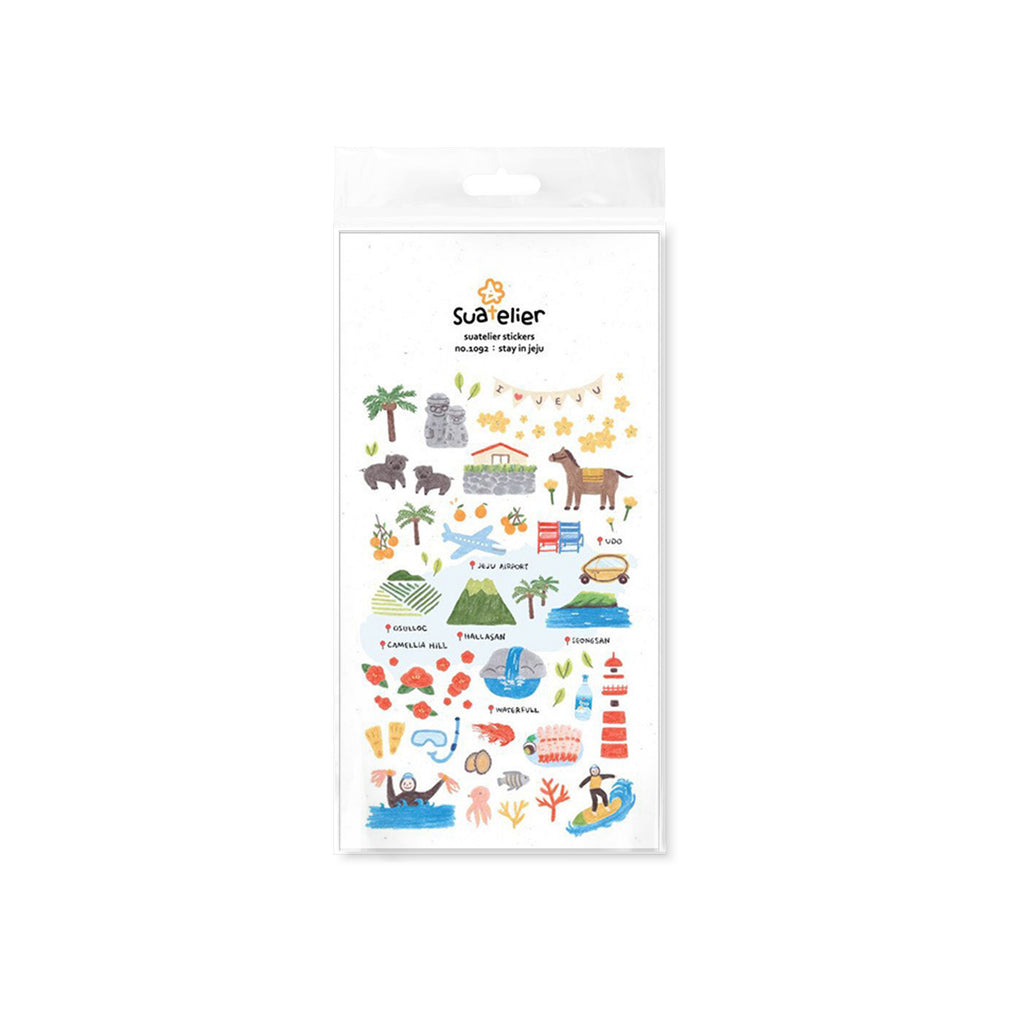 Suatelier Stay in Jeju Decorative Sticker Sheet for Journaling - 10x19cm