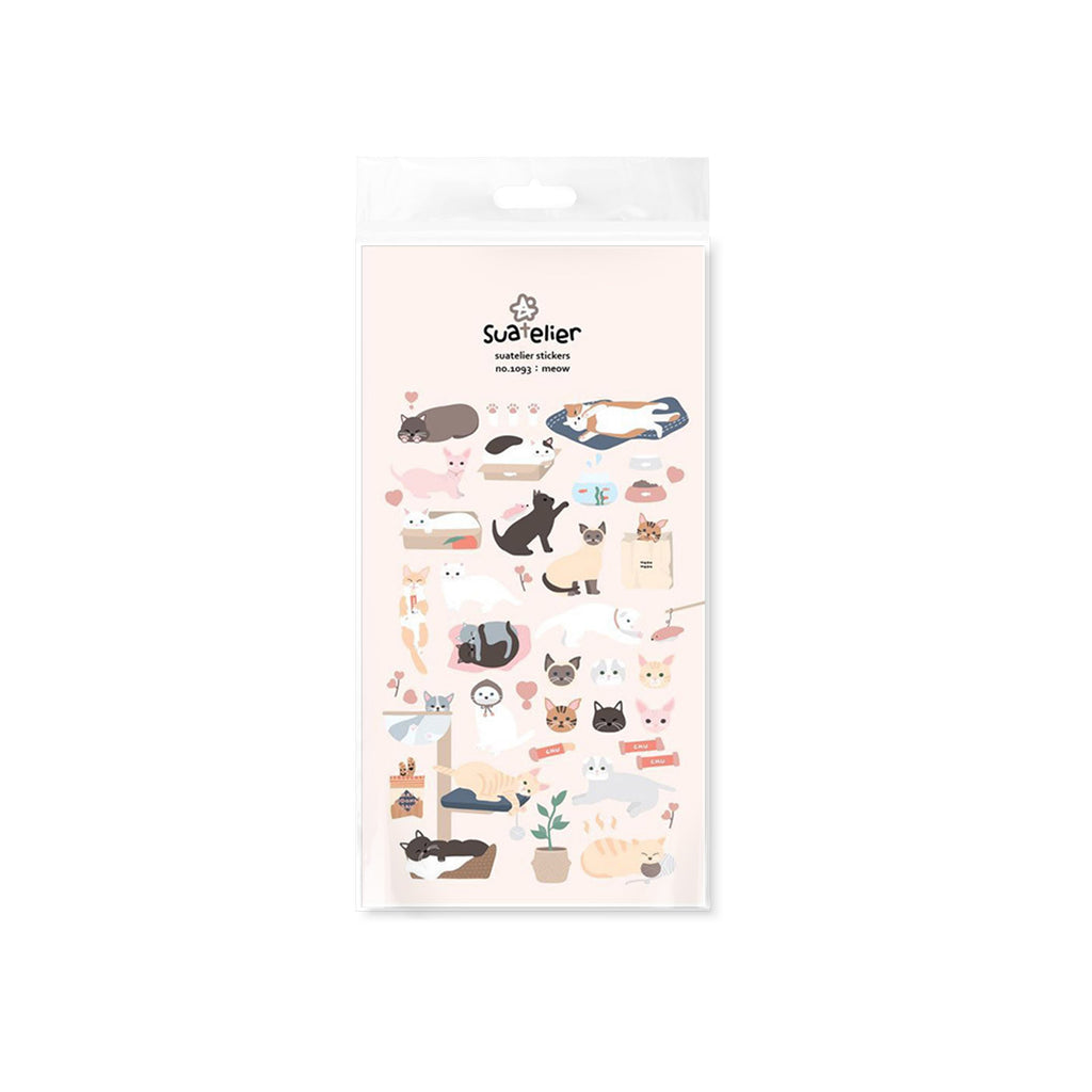 Suatelier Meow Cat Stickers - Cute Decorative Stationery Decal Sheet