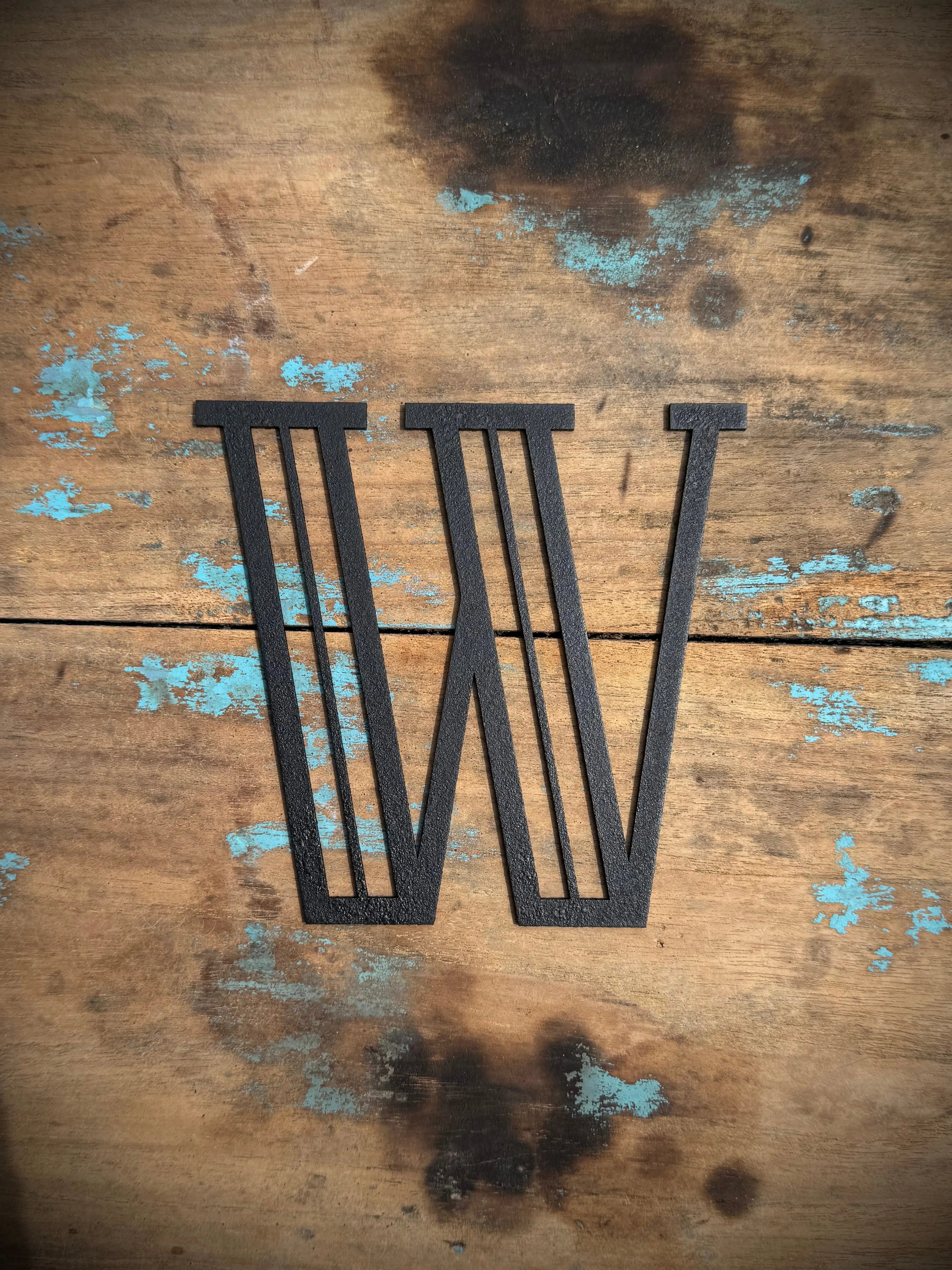 Art Deco Metal Letters & Numbers | Distressed Black Steel Wall Decor