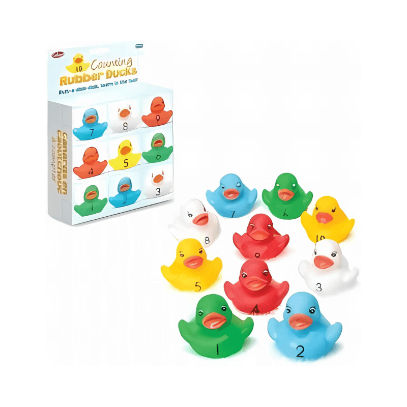 PoundFun 10 Counting Rubber Ducks – Educational Numbered Bath Toys