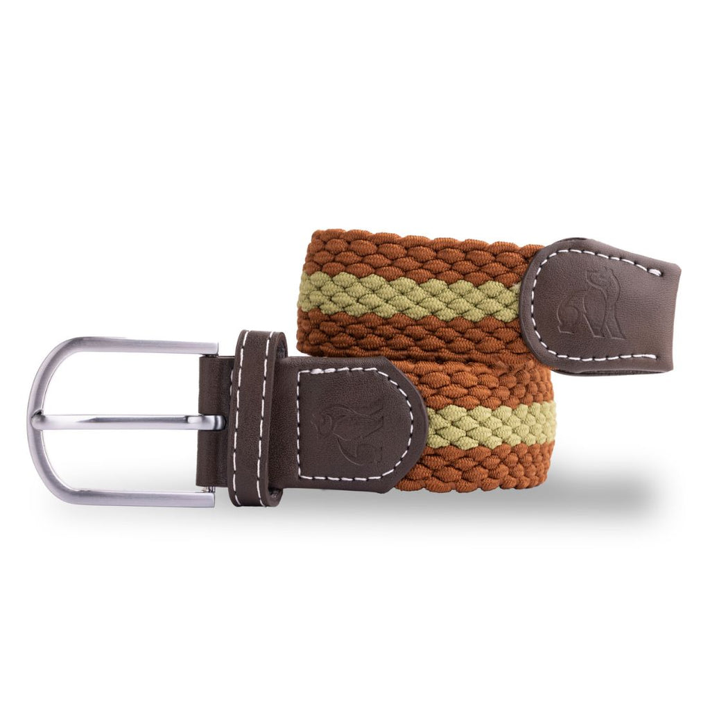 Swole Panda Brown & Khaki Woven Belt | Recycled Elasticated Unisex
