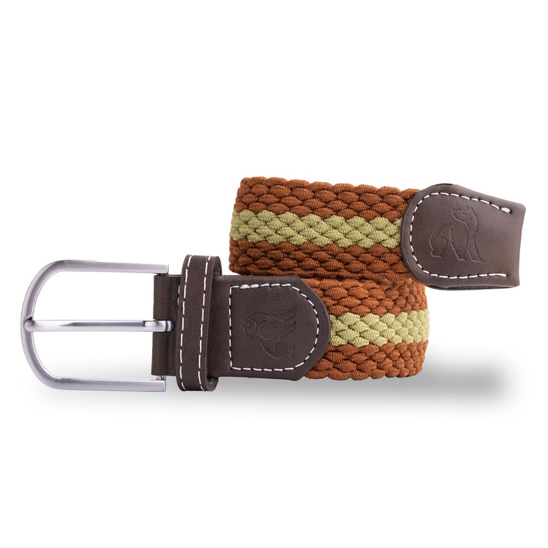 Swole Panda Brown & Khaki Woven Belt | Recycled Elasticated Unisex