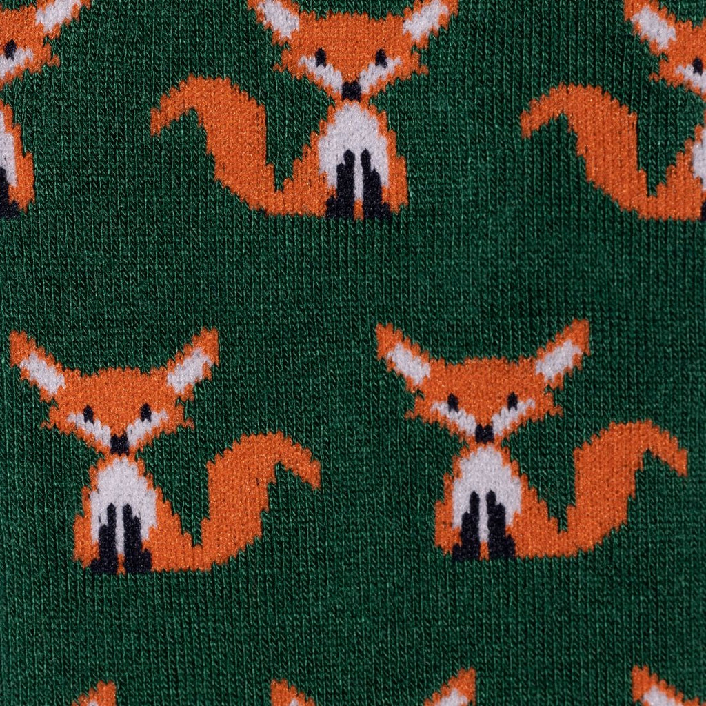 Swole Panda Mr Fox Bamboo Socks – Green Patterned Novelty Socks