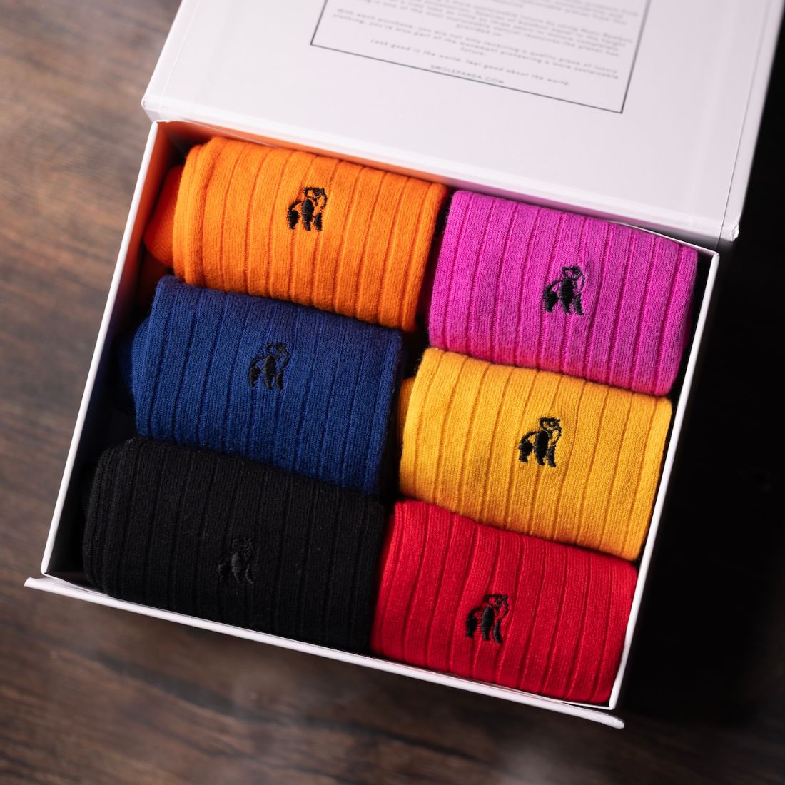 Swole Panda Bamboo Sock Gift Box – 6 Pairs of Luxury Breathable Socks