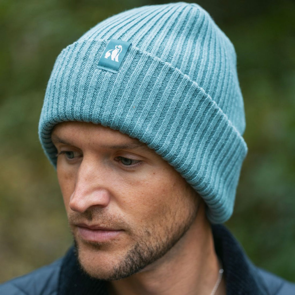 Swole Panda Organic Cotton Beanie – Sustainable Unisex Hat in Turquoise