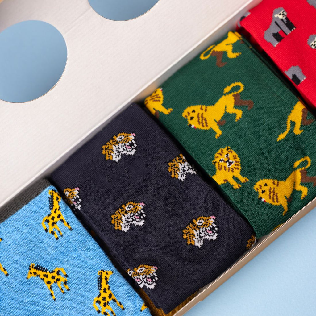 Swole Panda Men's Zoo Animal Bamboo Socks Gift Box – 4 Pair Set