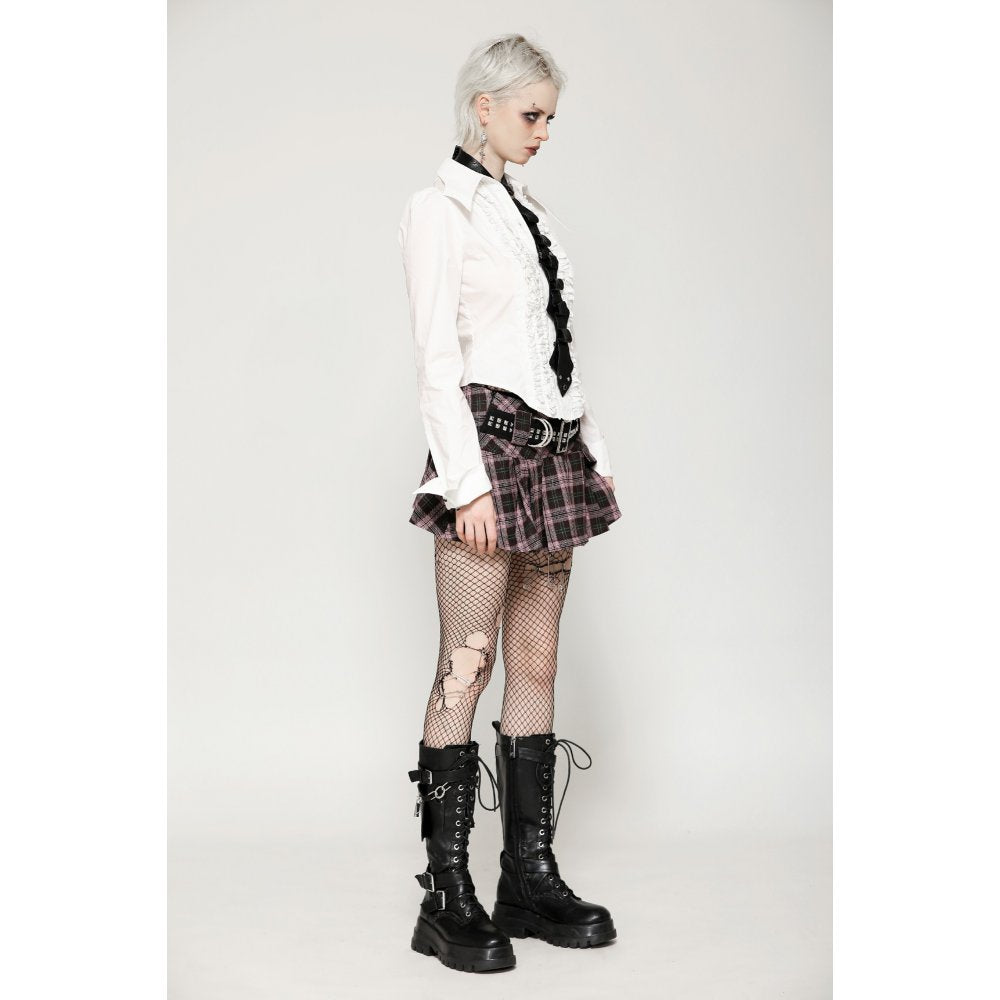 Dark in Love Rowan Pink Plaid Mini Skirt – Pleated Punk Grunge Style