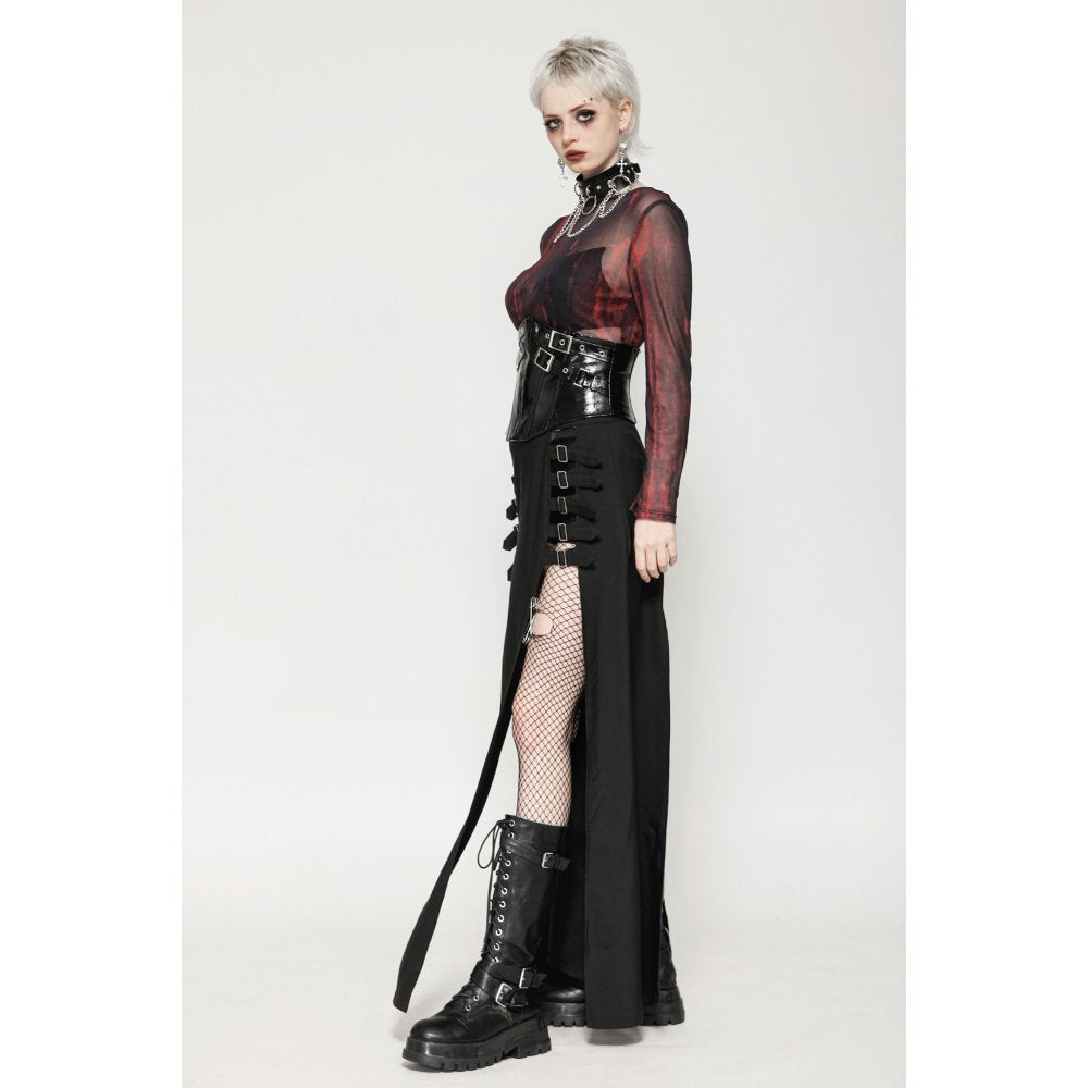 Dark in Lia Punk Love Black Patent Leather Waist Corset with Metal