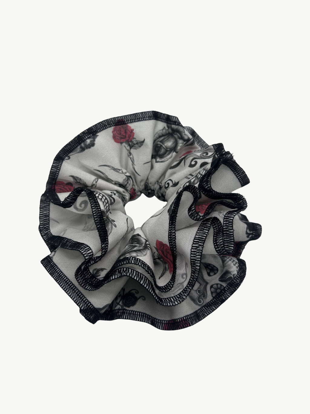 No More Nobody Azaria Organic Cotton Rose & Skull Scrunchie in Ivory
