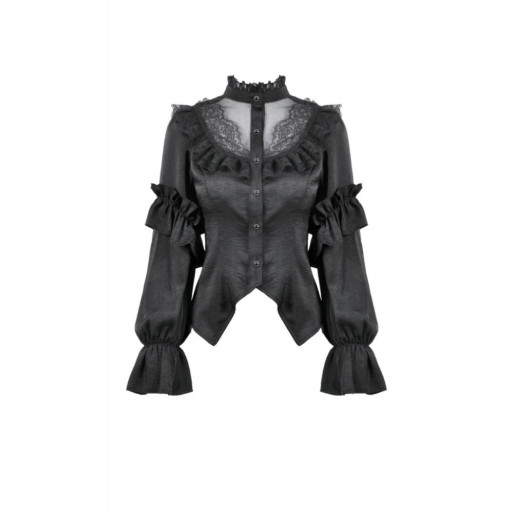 Dark in Love Bellatrix Frill Blouse – Black Victorian Gothic Top