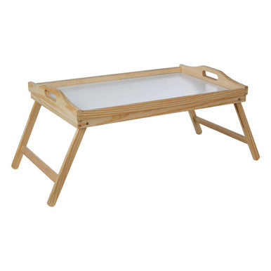Orsina Pinewood Bed Tray with Folding Legs | White Top Serving Table