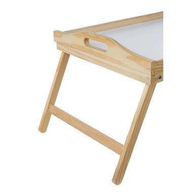 Orsina Pinewood Bed Tray with Folding Legs | White Top Serving Table