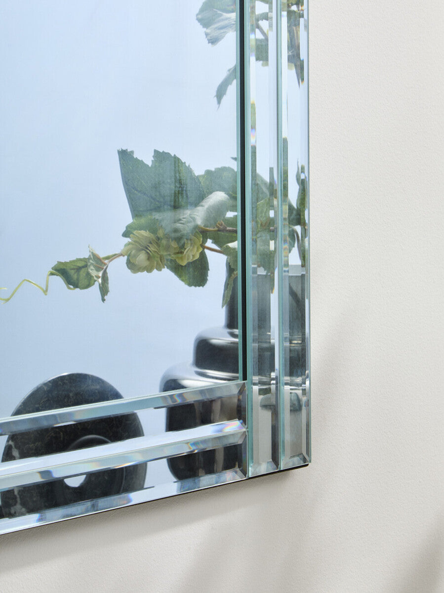 Orsina Milania Bevelled Wall Mirror – Silver Double Line Frame