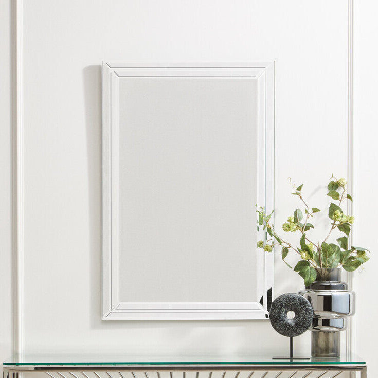 Orsina Milania Bevelled Wall Mirror | Silver Rectangular Glass Mirror