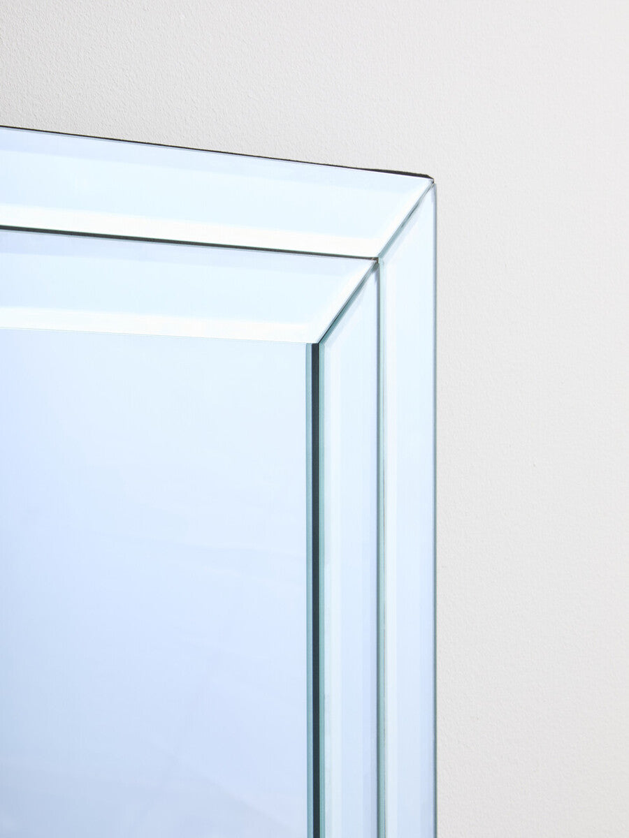 Orsina Milania Bevelled Wall Mirror | Silver Rectangular Glass Mirror