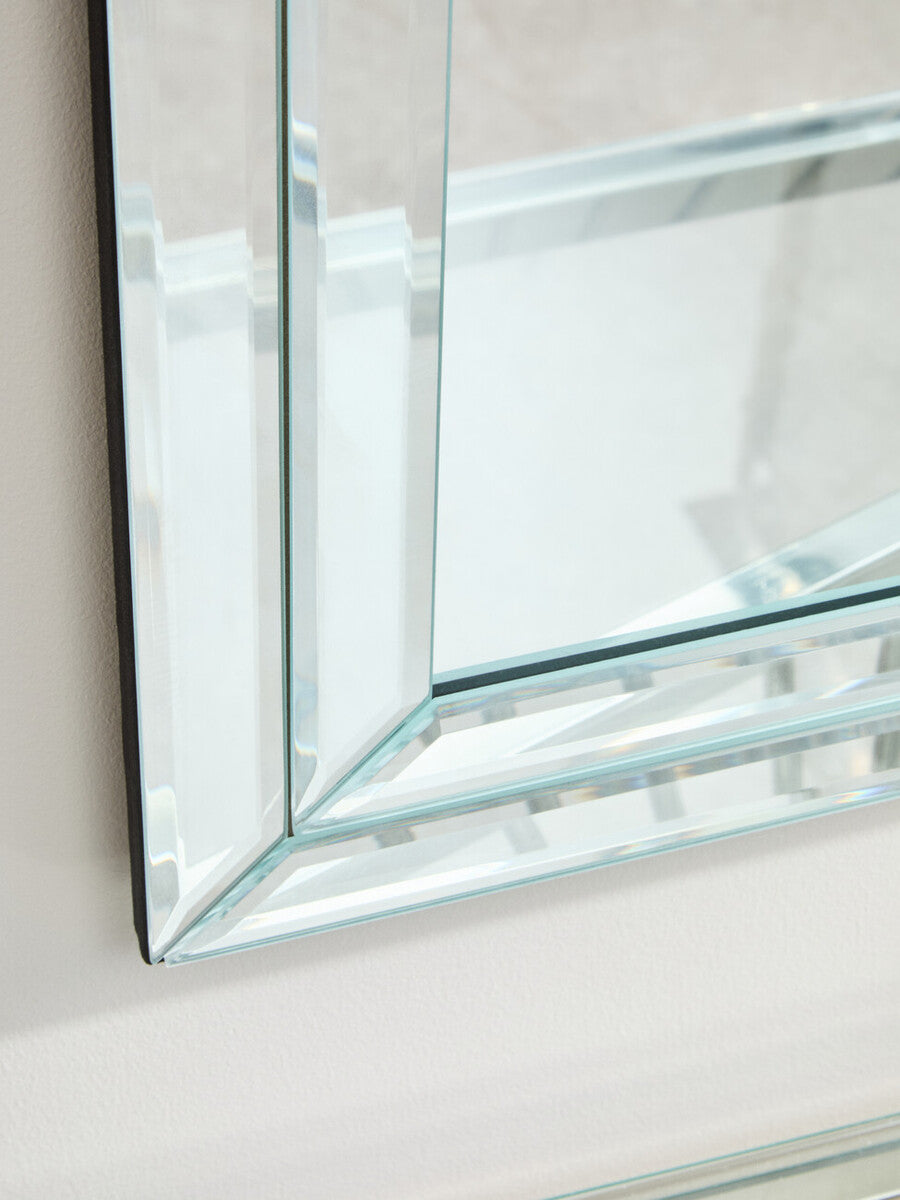 Orsina Milania Bevelled Wall Mirror | Silver Rectangular Glass Mirror