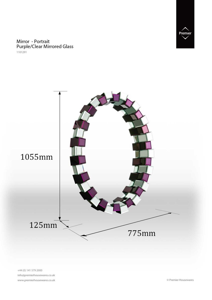 Orsina Carlotta Oval Wall Mirror – Purple and Clear Mirrored Glass