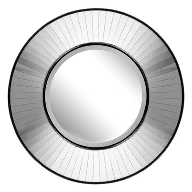 Orsina Clavier Round Wall Mirror – Modern Black Geometric Frame