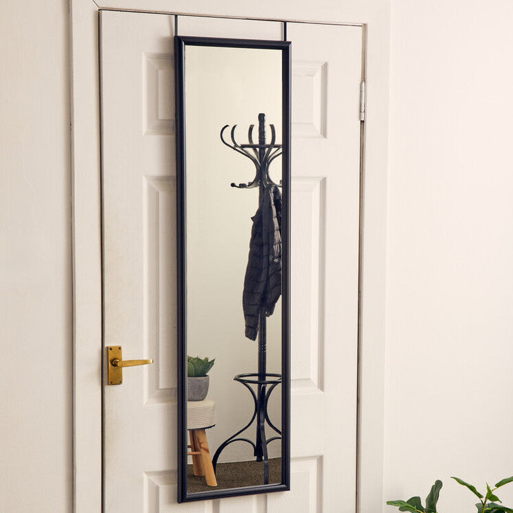 Orsina Mize Over Door Mirror – Full Length Black Plastic Frame